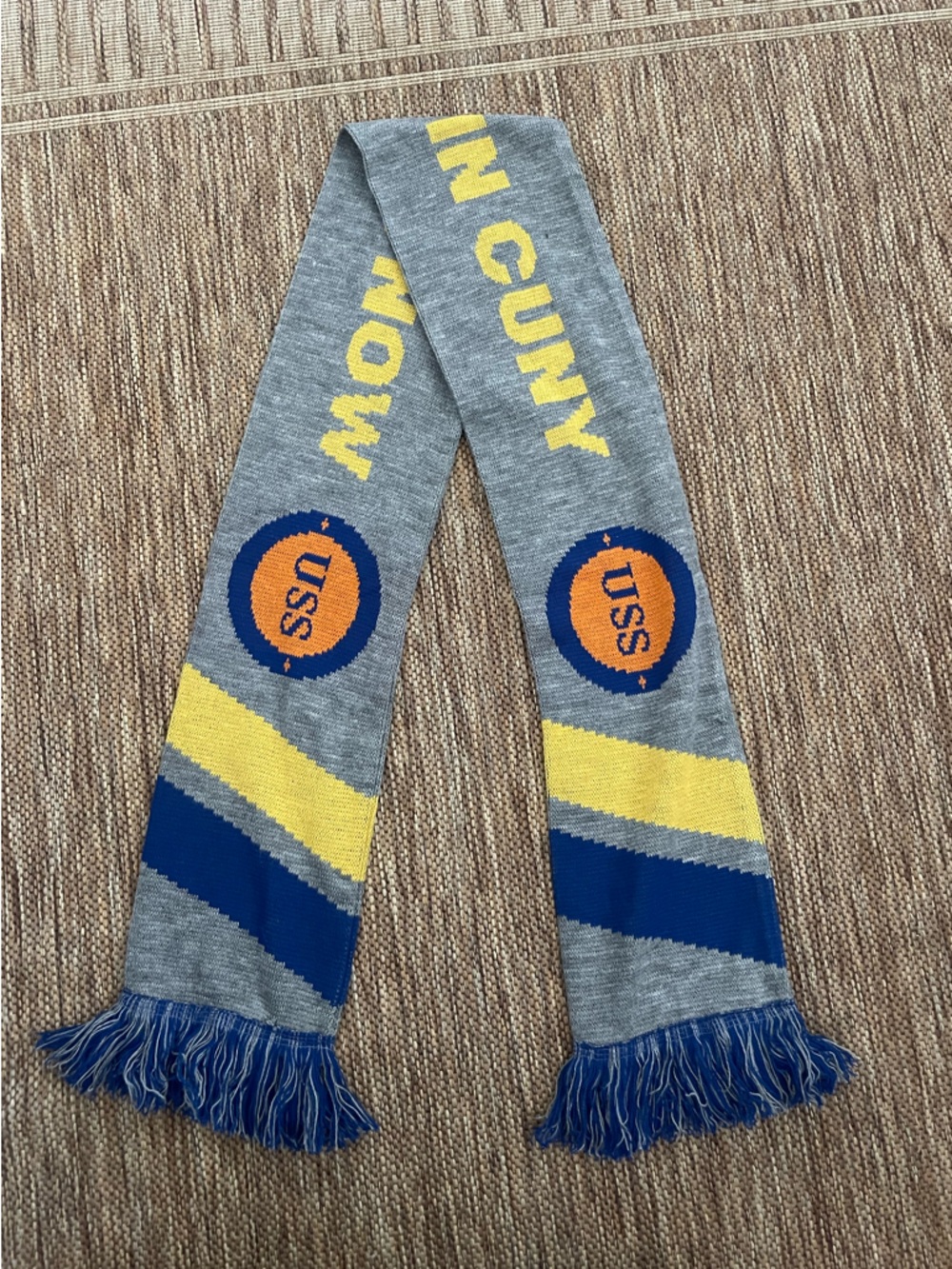 “Invest in CUNY” USS blue/grey/yellow scarf